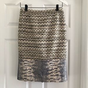 Tory Burch Vanessa Tweed and Leather Skirt